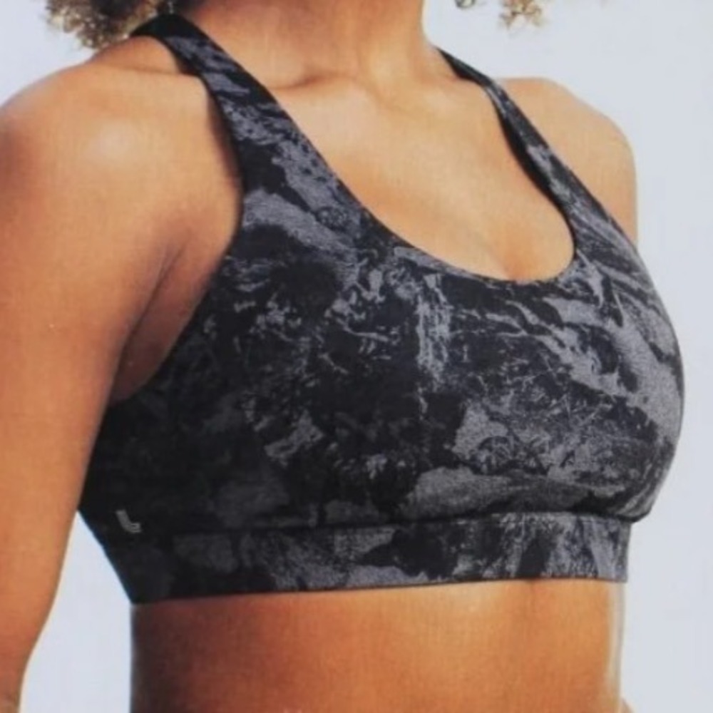 Lole Sports Bra Womens Size Small Black Grey Marble Print‎ Style MSW0687 Support